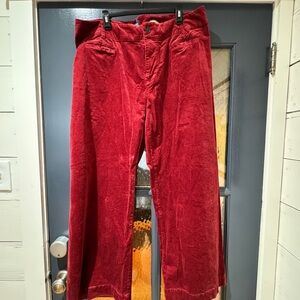 Maeve The Colette Corduroy Full Length- wide leg pants . Brick Red